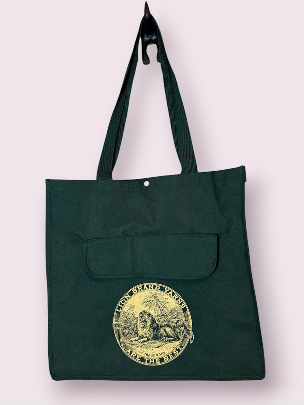 Lion Brand Yarn Heavy Duty Canvas Tote Bag Green Large